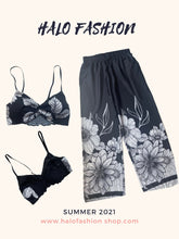 Load image into Gallery viewer, Butterfly Graphic Print Crop Top &amp; Wide Leg Pants Set
