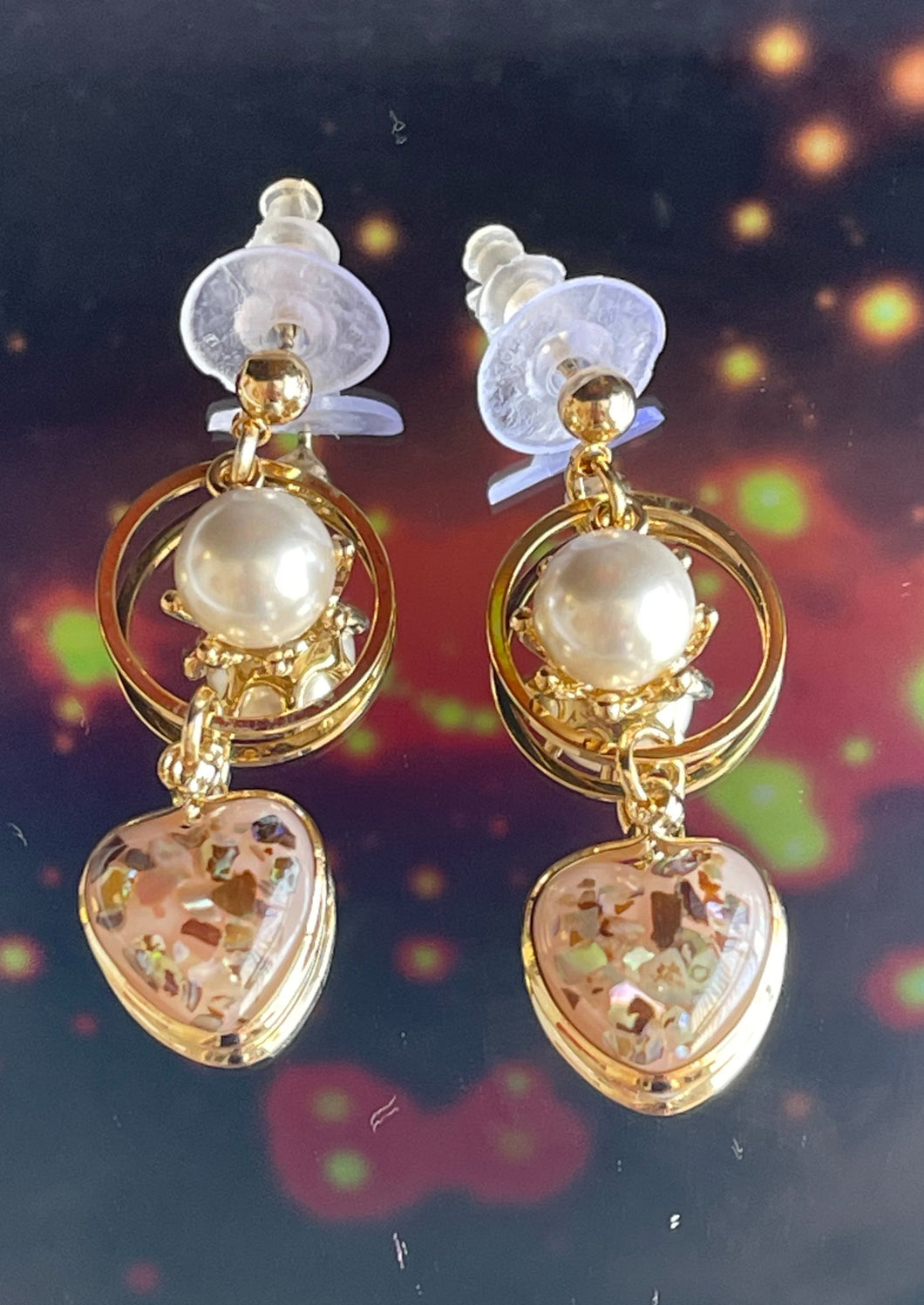 Women's earrings heart shape and pearl style