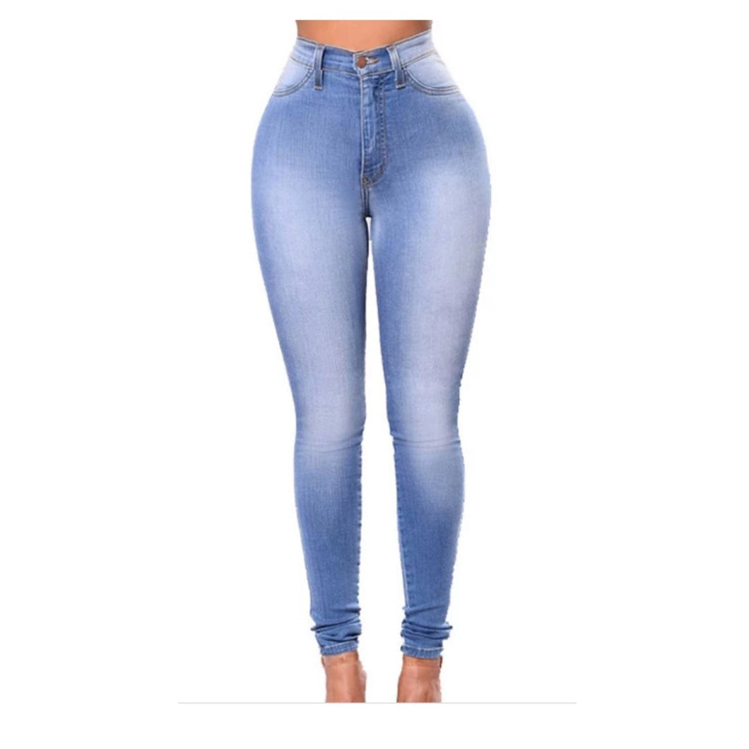 Basic Women Skinny Jeans Slim fit elastic High Waist Ladies' jeans fit in (S-5XL)