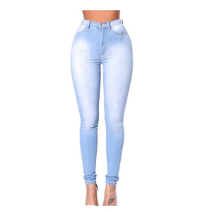 Basic Women Skinny Jeans Slim fit elastic High Waist Ladies' jeans fit in (S-5XL)