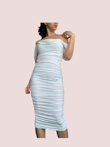 Lily White Dress Open Shoulder S-XL