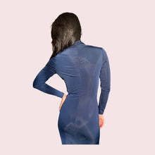 Load image into Gallery viewer, Blue Dress Deep V neck long Sleeve
