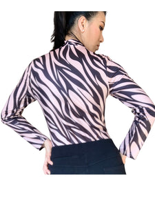 Leopard print V-neck long Sleeve Bodysuit