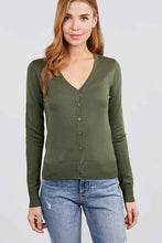Load image into Gallery viewer, Long Sleeve V-neck Button Down Sweater Cardigan
