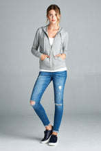 Load image into Gallery viewer, Long Sleeve Zipper French Terry Jacket W/ Kangaroo Pocket
