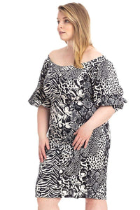 Plus Size  Animal Print Crepe Stretch Bodycon Dress