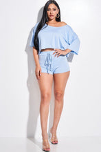 Load image into Gallery viewer, Solid French Terry Slouchy Top And Shorts Two Piece Set
