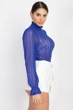 Load image into Gallery viewer, Ruffle Mock Neck Lace Top
