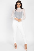 Load image into Gallery viewer, Ruffle Mock Neck Lace Top

