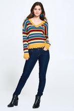 Load image into Gallery viewer, Multi-colored Variegated Striped Knit Sweater

