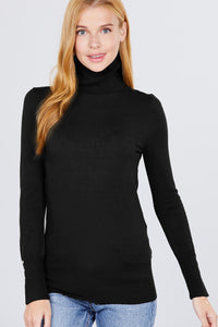 Long Sleeve With Metal Button Detail Turtle Neck Viscose Sweater