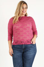Load image into Gallery viewer, Plus Size Sheer Lace Fitted Top
