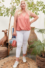 Load image into Gallery viewer, Front Surplice Pleats Back Shirring Solid Cami Top
