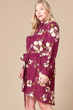 Cargar imagen en el visor de la galería, Floral Woven Button-down Collared Shirt Dress
