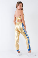 Load image into Gallery viewer, Metallic Gold Toxic Girl Strapless Track Set
