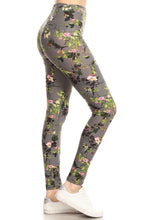 Load image into Gallery viewer, 5-inch Long Yoga Style Banded Lined Floral Printed Knit Legging With High Waist
