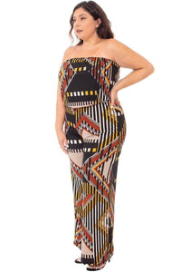 Abstract Print Tupbe Top Plus Size Jumpsuit