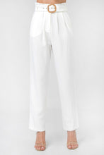 Load image into Gallery viewer, A Solid Pant Featuring Paperbag Waist With Rattan Buckle Belt
