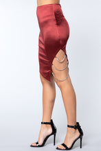 Load image into Gallery viewer, Jewel Strap Satin Midi Skirt
