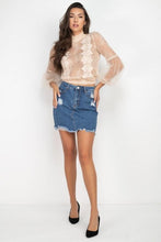 Load image into Gallery viewer, Lace Trim Balloon Sleeve Smocked Top
