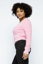 Load image into Gallery viewer, Eyelash Knit Cropped Cardigan With Pearl Button Details
