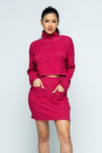 Load image into Gallery viewer, Brushed Knit Mock Neck Drop Shoulder Top With Front Pocket Mini Skirt Set

