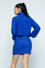 Load image into Gallery viewer, Brushed Knit Mock Neck Drop Shoulder Top With Front Pocket Mini Skirt Set
