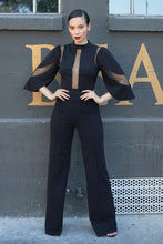 Load image into Gallery viewer, Semi Sheer Mesh Contrast Bodice Jumpsuit
