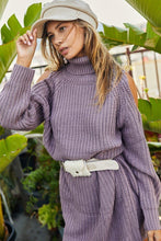 Load image into Gallery viewer, Turtle Neck Cold Shoulder Oversize Sweater Dress
