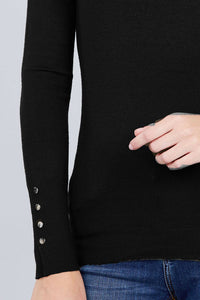 V-neck Sweater W/rivet Button