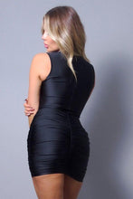 Load image into Gallery viewer, Sleeveless Crossover Front Ruched Bodycon Mini Dress
