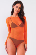 Load image into Gallery viewer, Sexy Fine Fishnet Sheer Mesh Crew Neck Long Sleeve Bodysuit
