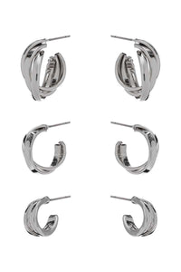 Basic Metal Mini Hoop 3 Pair Earring Set