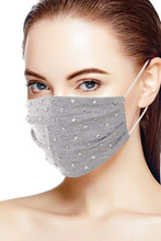 Load image into Gallery viewer, 3d Shiny Silver Metal Studs Cotton Fashion Face Mask
