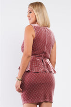 Load image into Gallery viewer, Quilted Glitter Print Sleeveless Bow Gathered Plunging V-neck Flare Hem Fitted Mini Dress
