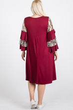 Load image into Gallery viewer, Mixed Ruffle Sleeve With Hidden Pocket A Line Dress
