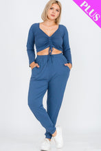 Load image into Gallery viewer, Plus Size Strap Ruched Top And Jogger Pants Set
