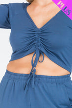 Load image into Gallery viewer, Plus Size Strap Ruched Top And Jogger Pants Set

