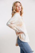Load image into Gallery viewer, Tie Dye Round Neck Ribbed Button Front Top With Round Hem
