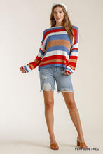 Load image into Gallery viewer, Multicolored Stripe Round Neck Long Sleeve Knit Sweater
