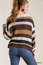 Load image into Gallery viewer, Multicolored Stripe Round Neck Long Sleeve Knit Sweater
