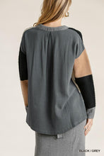Load image into Gallery viewer, Colorblock Contrasted Cotton Fabric On Back Top With Side Slits And High Low Hem
