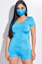 Load image into Gallery viewer, Solid Short Sleeve Scoop Neck Romper And Face Mask 2 Piece Set
