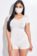 Load image into Gallery viewer, Solid Short Sleeve Scoop Neck Romper And Face Mask 2 Piece Set
