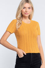 Load image into Gallery viewer, Short Slv Crew Neck Pointelle Sweater Top
