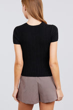 Load image into Gallery viewer, Short Slv Crew Neck Pointelle Sweater Top
