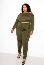 Load image into Gallery viewer, Off Shoulder Cropped Top And Ruched Leggings Sets
