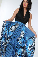Load image into Gallery viewer, Animal Chain Print Denim Tacked Maxi Skirt In Black Gold
