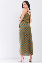 Load image into Gallery viewer, Mustard Multi Printed Sleeveless Criss-cross Back Side Slit Detail Maxi Dress
