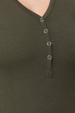 Load image into Gallery viewer, Short Slv V-neck Henley Knit Top
